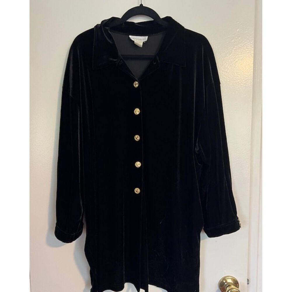 Impressions Black Velvet Over Shirt Long Oversize Grunge Emo Blouse 3XL